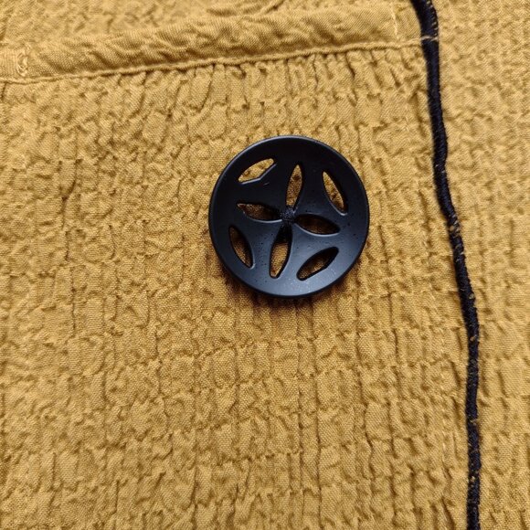 Ali Miles Asymmetrical Button Tunic Top Crinkle Mustard Yellow M - Picture 5 of 8